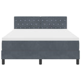 Box Spring Bed With Mattress & Led Dark Grey 140X190 Cm Velvet