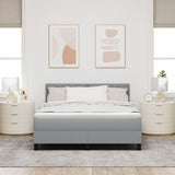 Box Spring Bed With Mattress & Led Light Grey 140X200 Cm Fabric