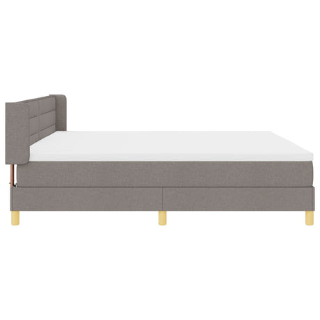 Box Spring Bed With Mattress Taupe 200X200 Cm Fabric,  Headboard Lines Design Taupe 200 Cm Fabric