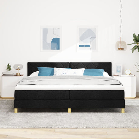 Box Spring Bed With Mattress & Led Black 200X200 Cm Fabric