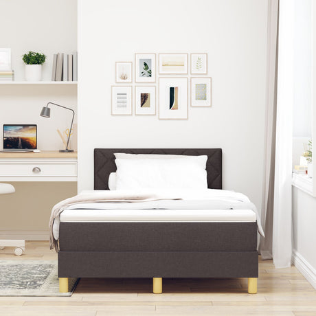 Box Spring Bed With Mattress & Led Dark Brown 120X200 Cm Fabric