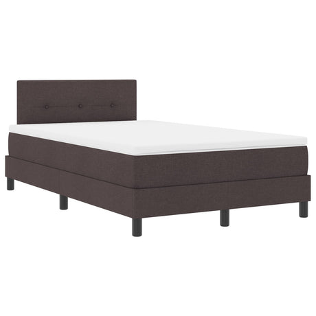 Box Spring Bed With Mattress & Led Dark Brown 120X190 Cm Fabric