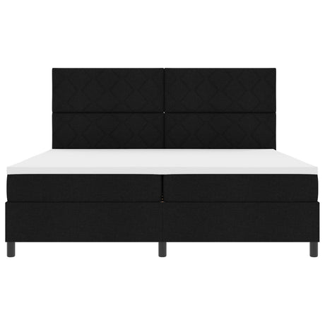 Box Spring Bed With Mattress & Led Black 200X200 Cm Fabric
