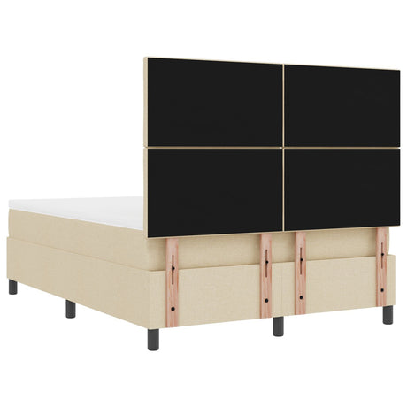 Box Spring Bed With Mattress & Led Cream 140X200 Cm Fabric