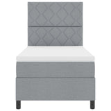 Box Spring Bed With Mattress & Led Light Grey 90X200 Cm Fabric