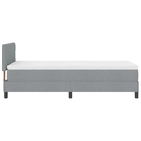 Box Spring Bed With Mattress & Led Light Grey 90X200 Cm Fabric