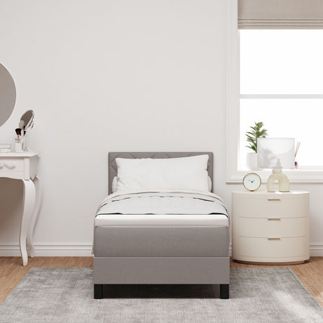 Box Spring Bed With Mattress & Led Taupe 80X200 Cm Fabric