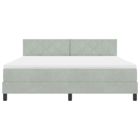 Box Spring Bed With Mattress & Led Light Grey 180X200 Cm Velvet