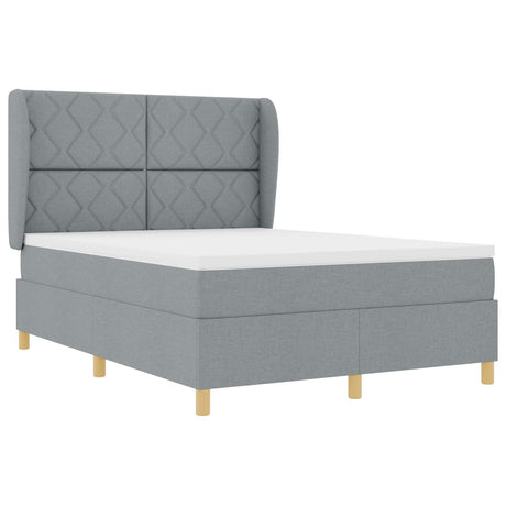 Box Spring Bed With Mattress Light Grey 160X200 Cm Fabric