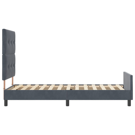 Bed Frame In Dark Grey, 100X200 Cm, Made Of Velvet