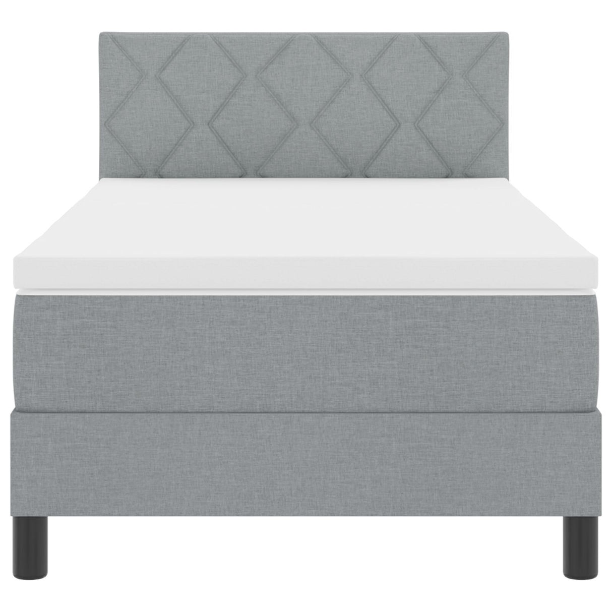 Box Spring Bed With Mattress & Led Light Grey 90X200 Cm Fabric