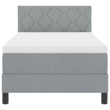 Box Spring Bed With Mattress & Led Light Grey 90X200 Cm Fabric