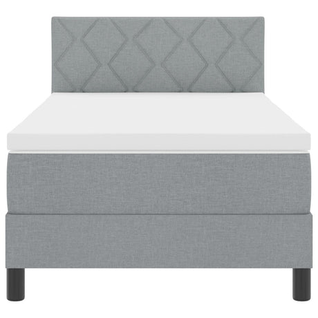 Box Spring Bed With Mattress & Led Light Grey 90X200 Cm Fabric