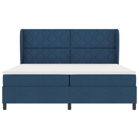 Box Spring Bed With Mattress - Blue, 200X200 Cm, Fabric