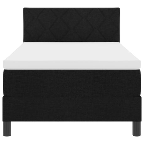 Box Spring Bed With Mattress & Led Black 90X200 Cm Fabric