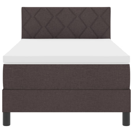 Box Spring Bed With Mattress & Led Dark Brown 90X200 Cm Fabric
