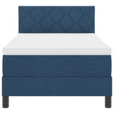 Box Spring Bed With Mattress & Led Blue 90X190 Cm Fabric