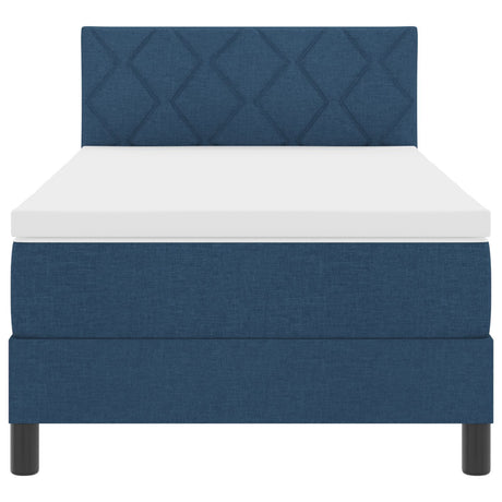 Box Spring Bed With Mattress & Led Blue 90X190 Cm Fabric