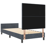 Bed Frame In Dark Grey, 100X200 Cm, Made Of Velvet