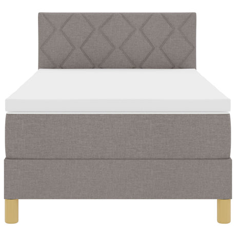 Box Spring Bed With Mattress & Led Taupe 90X190 Cm Fabric