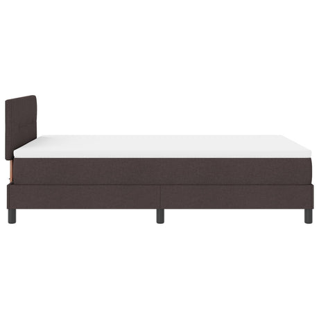 Box Spring Bed With Mattress & Led Dark Brown 120X190 Cm Fabric