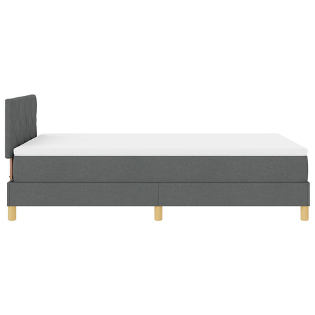 Box Spring Bed With Mattress & Led Dark Grey 120X200 Cm Fabric