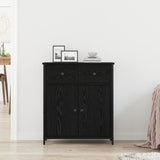 Sideboard Black Oak 70X30X80 Cm Engineered Wood And Steel