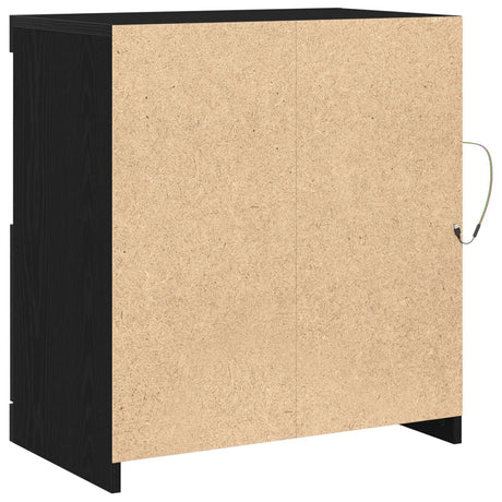 Sideboard With Led Lights Black Oak 60,5X37X67 Cm