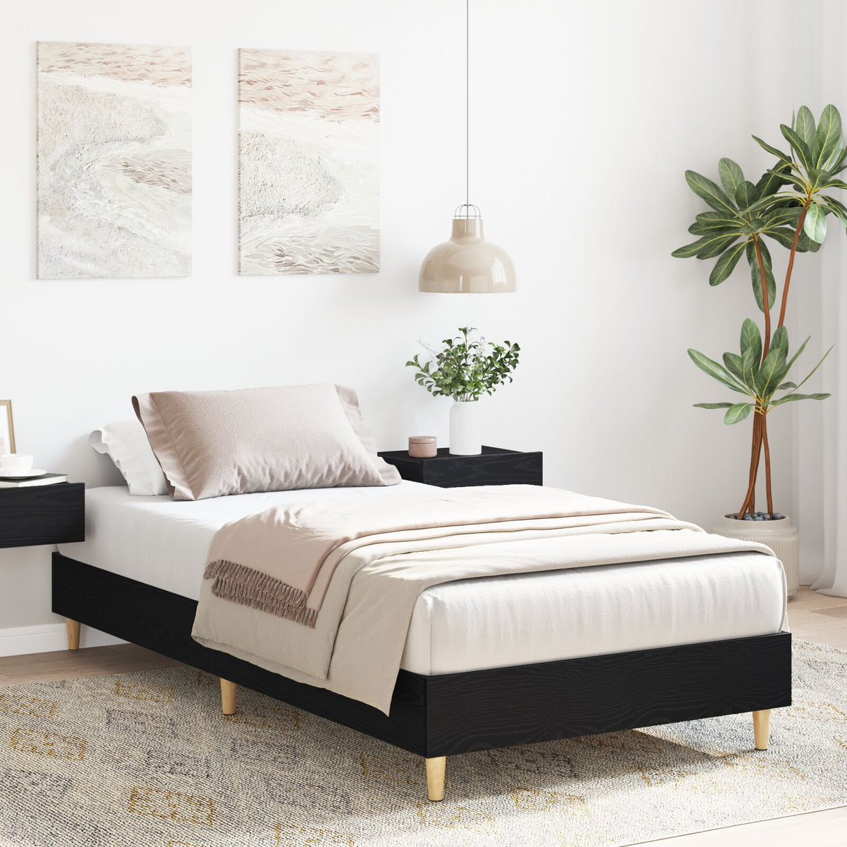 Bed Frame 75X190 Cm Black Oak Engineered Wood