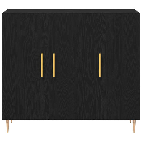 Black Oak Sideboard 90X34X80 Cm Made Of Engineered Wood