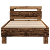 Bed Frame Without Mattress With Led Lights Old Wood 90X190 Cm