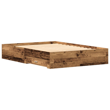 Bed Frame With Drawers Old Wood Engineered Wood 140 X 200 Cm