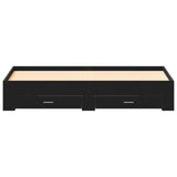 Bed Frame With Drawers Black Oak 180X200 Cm Engineered Wood