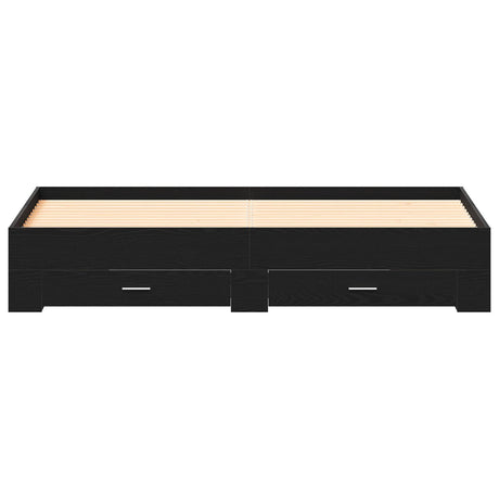 Bed Frame With Drawers Black Oak 180X200 Cm Engineered Wood