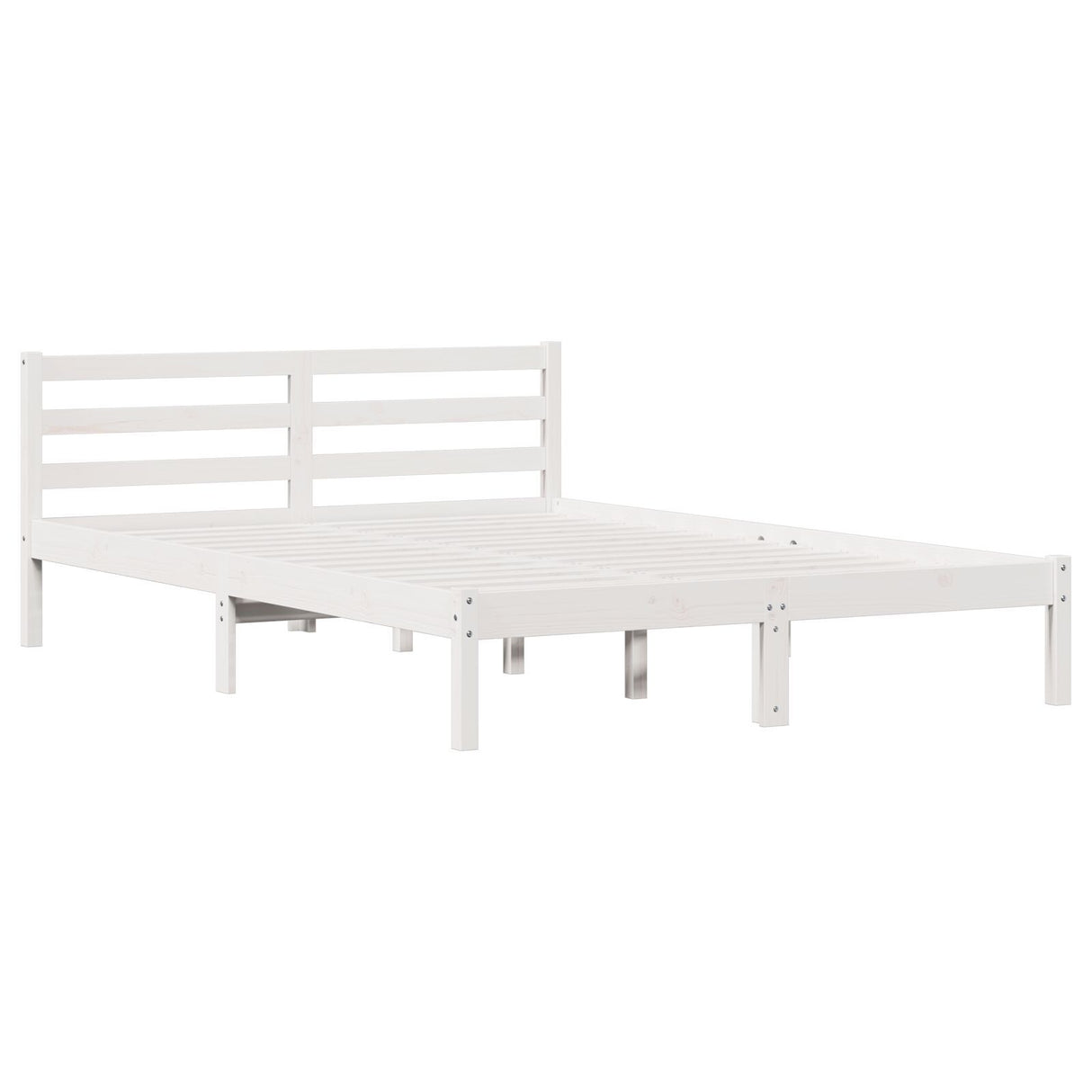 Bed Frame With Headboard White 140X210 Cm Solid Wood Pine