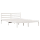 Bed Frame With Headboard White 140X210 Cm Solid Wood Pine