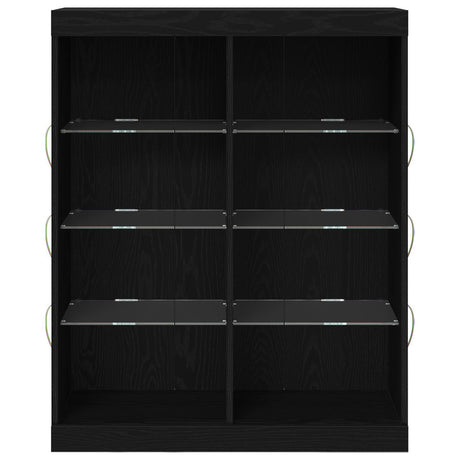 Sideboard With Led Lights Black Oak 41X37X100 Cm