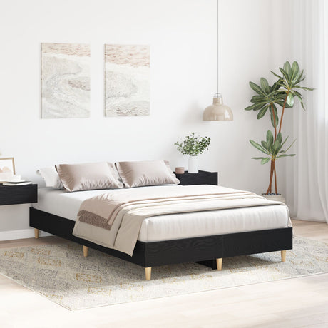 Bed Frame 135X190 Cm Black Oak Engineered Wood