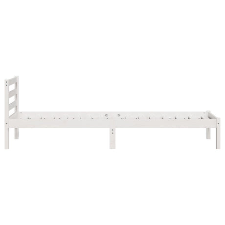 Bed Frame With Headboard White 100X210 Cm Solid Wood Pine