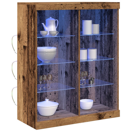 Sideboard With Led Lights Old Wood 41X37X100 Cm