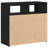 Sideboard With Led Lights - Black Oak - 80X35X75 Cm - Engineered Wood