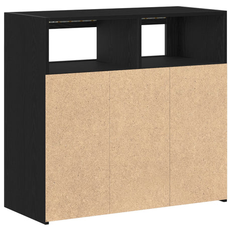Sideboard With Led Lights - Black Oak - 80X35X75 Cm - Engineered Wood