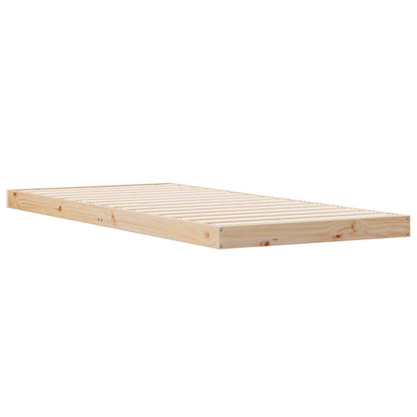 Floor Bed Frame White 80X220 Cm Solid Wood Pine