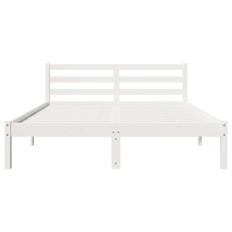 Bed Frame With Headboard White 140X220 Cm Solid Wood Pine