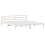 Bed Frame With Headboard White 180X220 Cm Solid Wood Pine