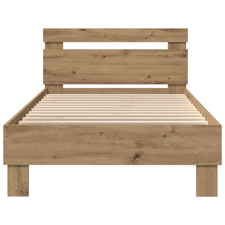 Bed Frame With Led Lights Artisan Oak 90X200 Cm Engineered Wood
