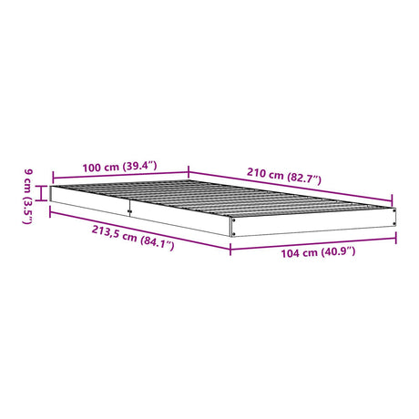 Floor Bed Frame White 100X210 Cm Solid Wood Pine
