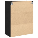 Wall-Mounted Cabinet With Glass Doors Black Oak 69.5X34X90 Cm