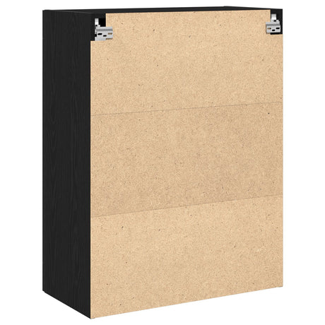 Wall-Mounted Cabinet With Glass Doors Black Oak 69.5X34X90 Cm