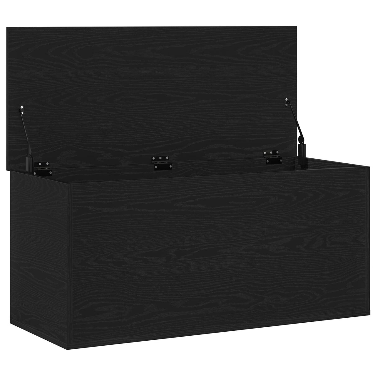 Storage Box With Lid Black Oak 100X42X46 Cm Engineered Wood